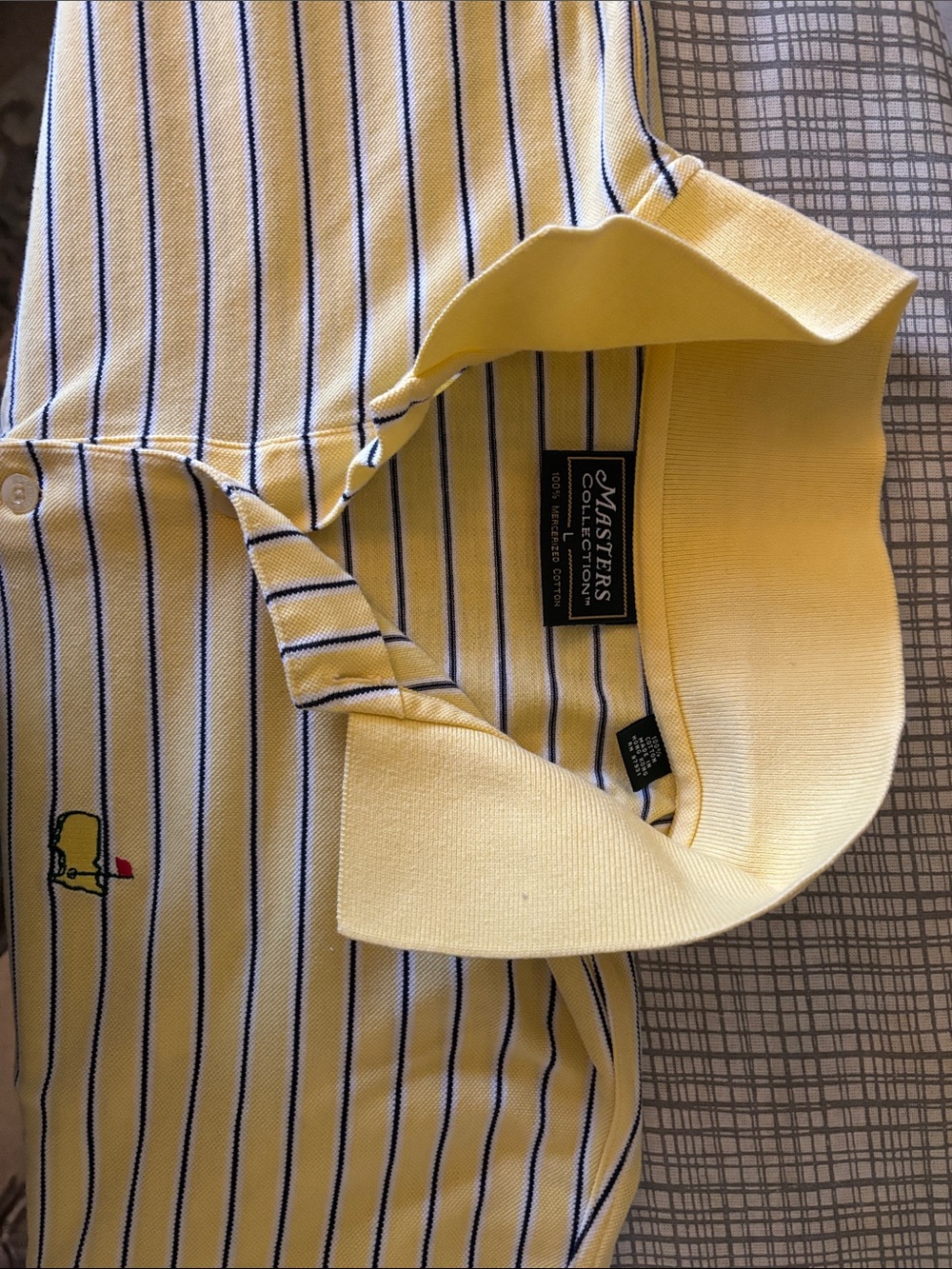 Vintage Masters Yellow Polo with Navy Stripe and Embroidered Logo